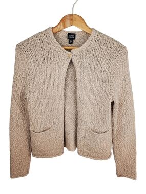 EILEEN FISHER Beige Textured Knit Cardigan SMALL. #251